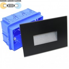 Φωτιστικό Χωνευτό Ορθογώνιο LED 4W 230V CCT Γυάλινο IP66 Έμμεσου Φωτισμού Μαύρο 3-91051